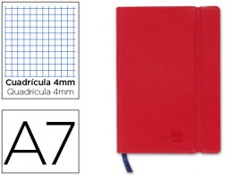 Libreta encolada Liderpapel simil piel A7 120h 70g/m² c/4mm. roja